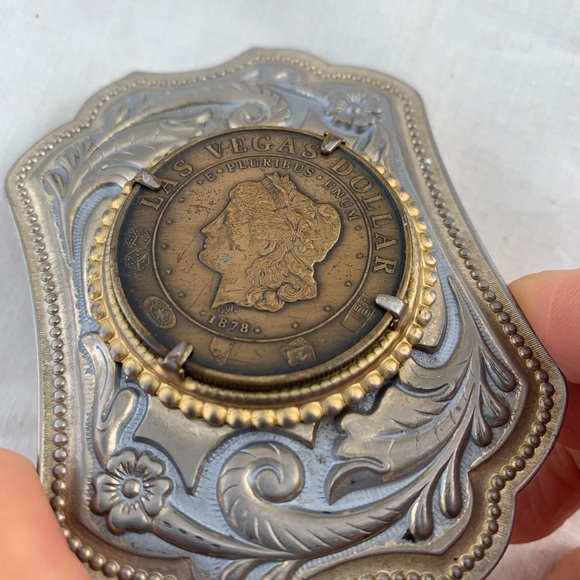 VTG CASINO LAS VEGAS DOLLAR 1878 COIN BELT BUCKLE - Picture 7 of 7